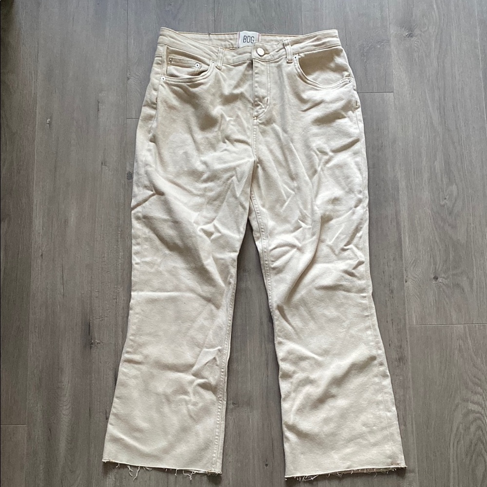 Urban Outfitters Cream Wide Leg Jeans